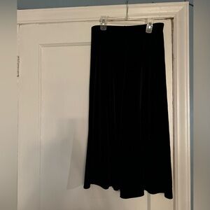 Black velvety split leg midi skirt Size S